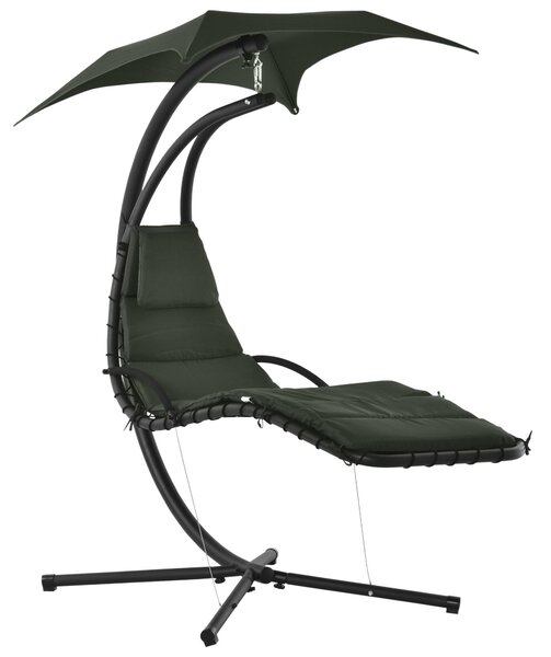 Sedia Dondolo Pensile Relax Chaise Longue con Tettuccio Grigio