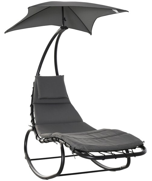 Lettino a Dondolo da Giardino 185x100x190 cm in Metallo Grigio scuro