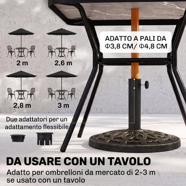 Outsunny Base Ombrellone Rotonda da Giardino in Resina Ø44 × 33cm|Aosom