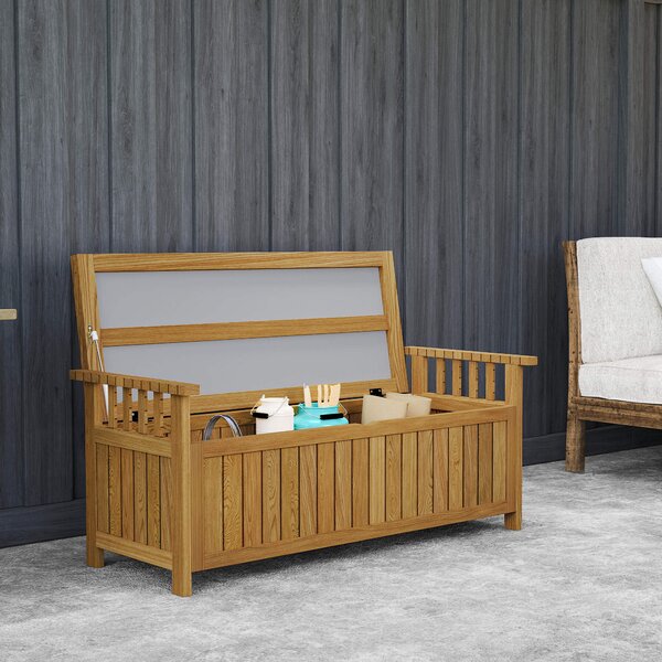 Outsunny Panca da giardino 2 posti in legno con vano da 151L panca da esterno con braccioli 128,5 x 56 x 53,5 cm marrone | Aosom Italy