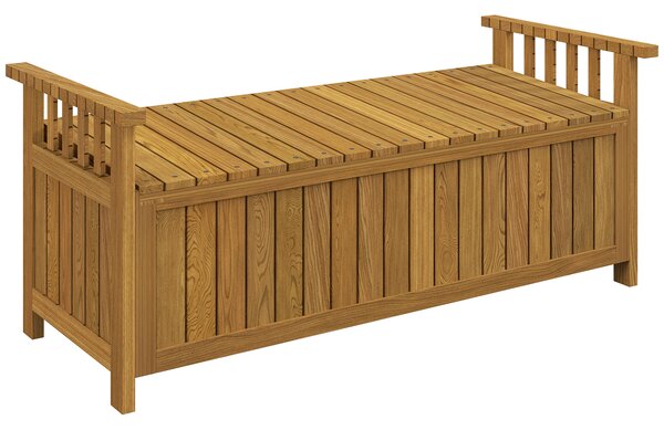 Outsunny Panca da giardino 2 posti in legno con vano da 151L panca da esterno con braccioli 128,5 x 56 x 53,5 cm marrone | Aosom Italy