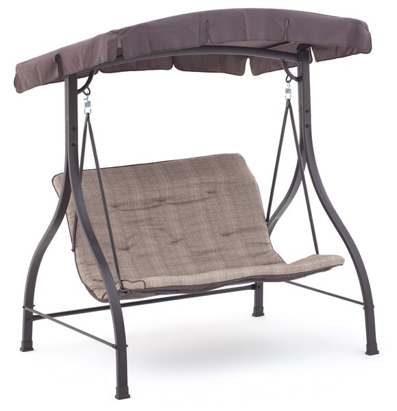 Dondolo 2 Posti da Giardino 160x112x163 cm in Ferro e Poliestere Haiti Beige