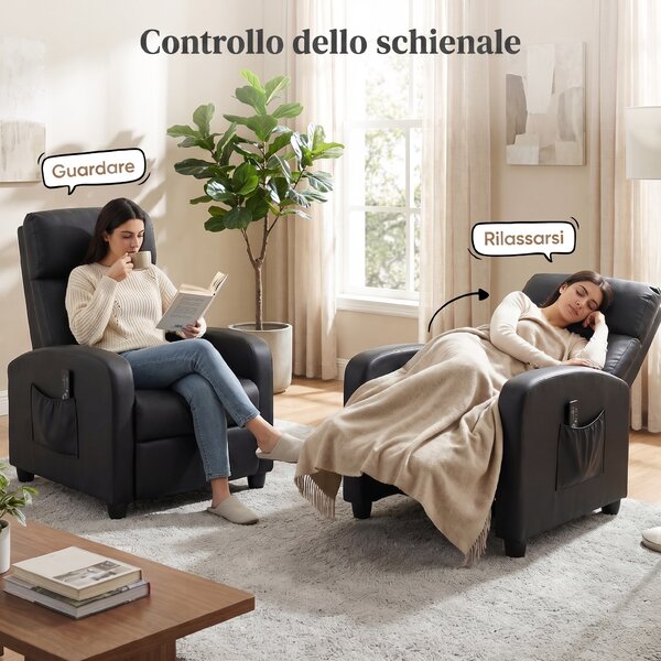HOMCOM Poltrona Massaggiante Reclinabile 150° con Telecomando e Poggiapiedi, 8 Programmi e 5 Gradi di Intensità, 68x88x98cm, Nero | Aosom Italy