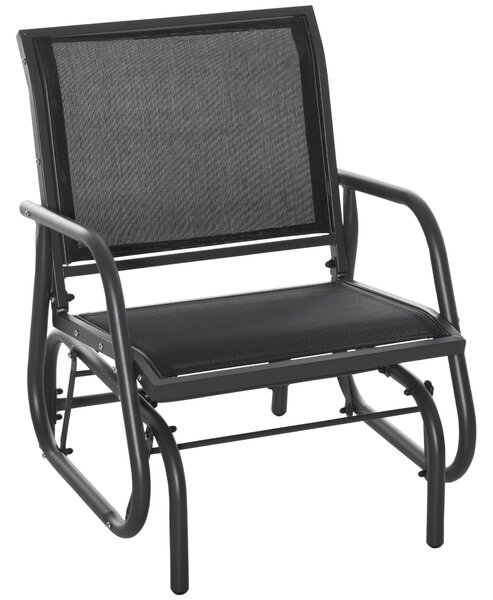 Sedia a Dondolo da Giardino 75x66x85 cm in Metallo e Textilene Nero