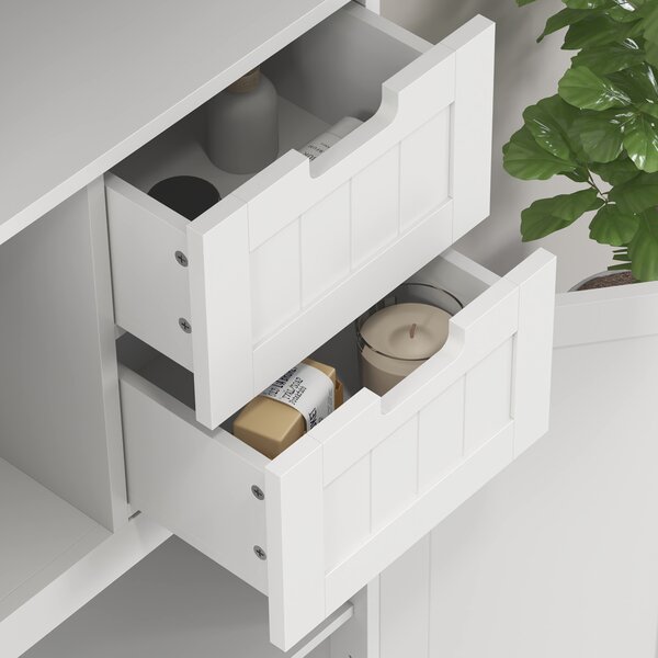 HOMCOM Mobile alto contenitore, armadio con ante vetrate e ripiani regolabili per bagno, cucina, salotto, bianco | Aosom Italy