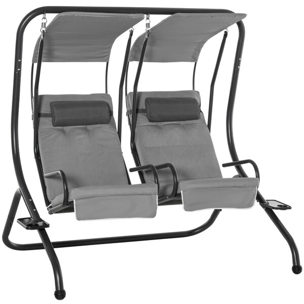 Dondolo 2 Posti Separati da Giardino 170x136x170 cm in Acciaio e Poliestere Grigio