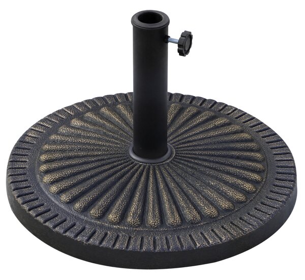 Outsunny Base Ombrellone Rotonda per Pali da Ø3,8-4,8cm con Decorazione e Manopola, Peso 15kg Ø49x32cm|Aosom