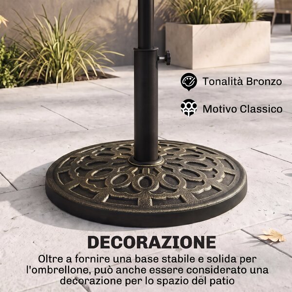 Outsunny Base Ombrellone Rotonda da Giardino in Resina Ø44 × 33cm|Aosom