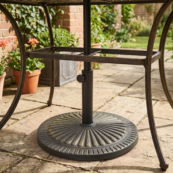 Outsunny Base Ombrellone Rotonda per Pali da Ø3,8-4,8cm con Decorazione e Manopola, Peso 15kg Ø49x32cm|Aosom