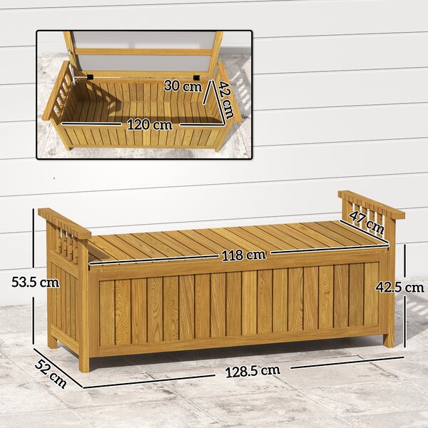 Outsunny Panca da giardino 2 posti in legno con vano da 151L panca da esterno con braccioli 128,5 x 56 x 53,5 cm marrone | Aosom Italy