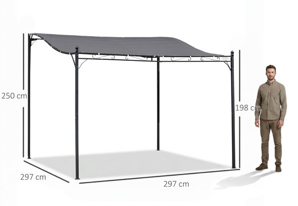Outsunny Gazebo da giardino con Tenda, Pergola da Esterno e Terrazzo, 3x3 m, Grigia | Aosom Italy