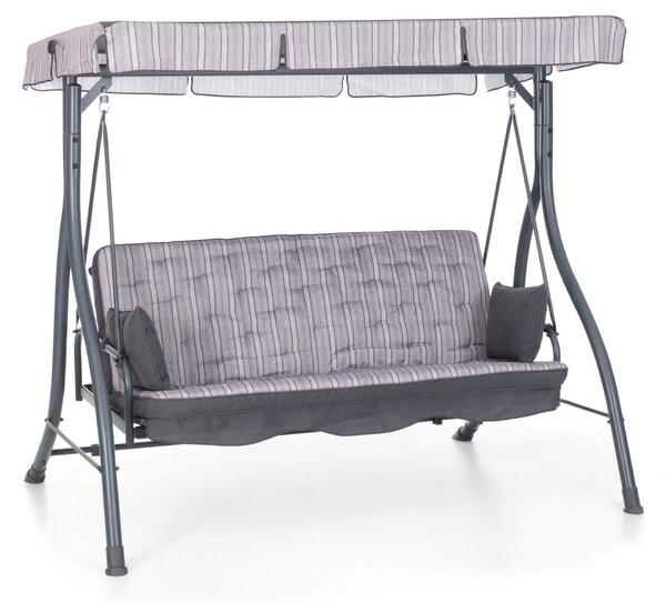 Dondolo 3 Posti da Giardino 198x140x174 cm Schienale Reclinabile per Funzione Letto Zanzibar Antracite