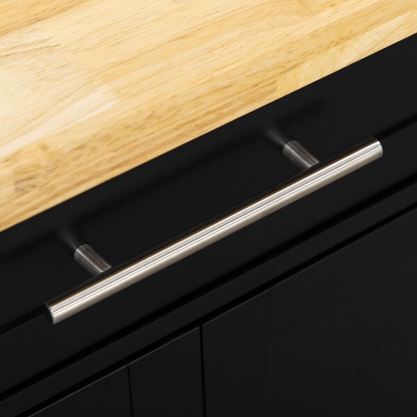 HOMCOM Carrello da cucina Carrello di servizio Isola cucina, 1 portaspezie, 1 portasalviette, 109 cm x 40 cm x 89 cm, Nero | Aosom Italy