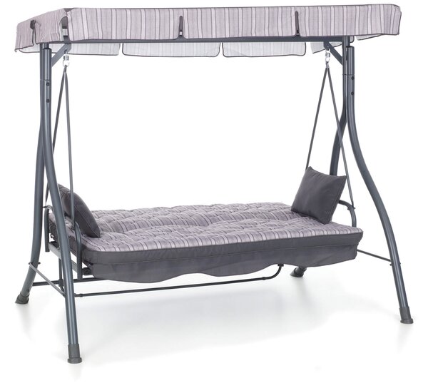 Dondolo 3 Posti da Giardino 198x140x174 cm Schienale Reclinabile per Funzione Letto Zanzibar Antracite