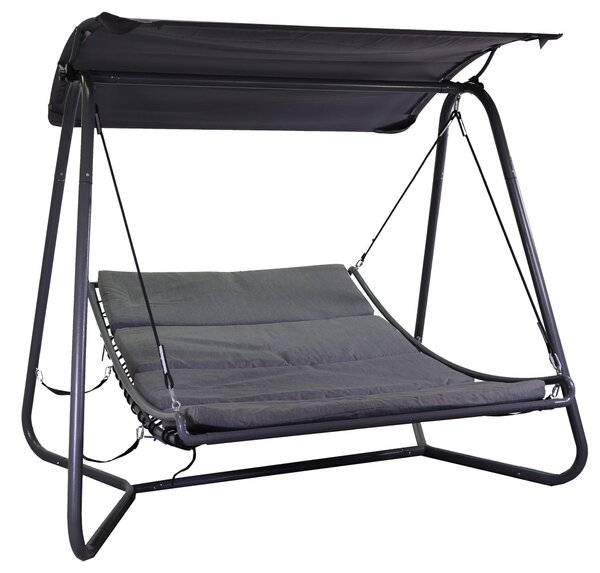 Dondolo Letto da Giardino 216,5x200x182 cm in Metallo Indiana Grigio