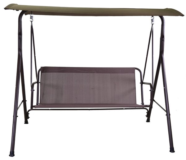 Dondolo 3 Posti da Giardino 170x120x150 cm in Metallo Kentucky Marrone