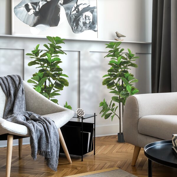 HOMCOM Set con 2 piante artificiali Ficus Lyrata altezza 180cm con vaso | Aosom Italy