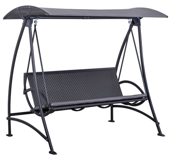 Dondolo 3 Posti da Giardino 189x133x176,5 cn in Metallo e Poliestere Grigio
