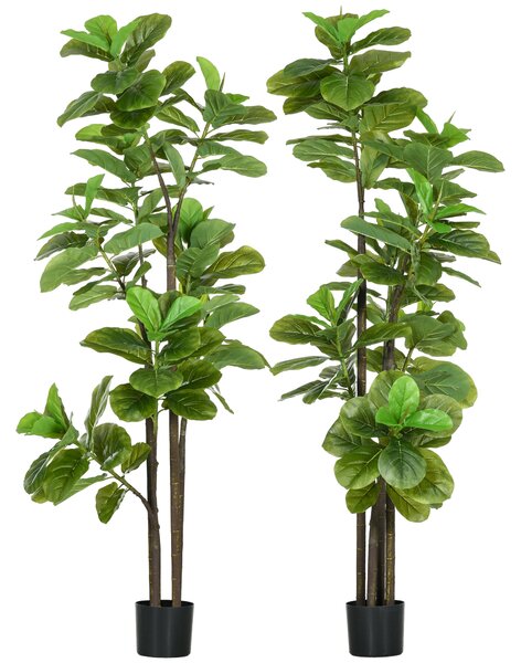 HOMCOM Set con 2 piante artificiali Ficus Lyrata altezza 180cm con vaso | Aosom Italy
