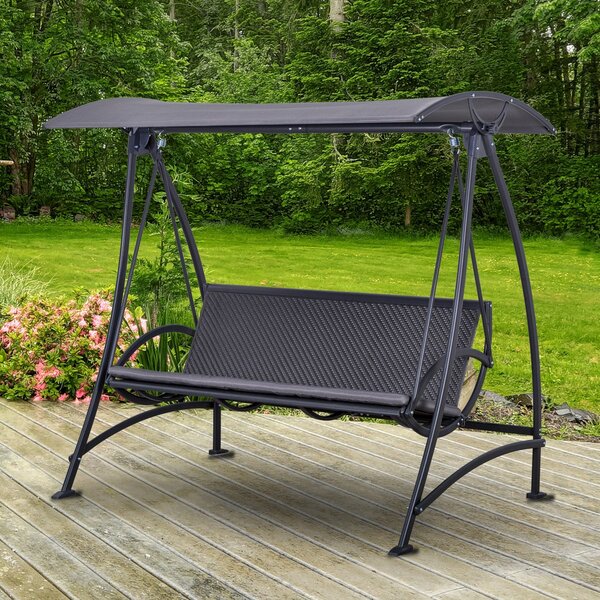 Dondolo 3 Posti da Giardino 189x133x176,5 cn in Metallo e Poliestere Grigio