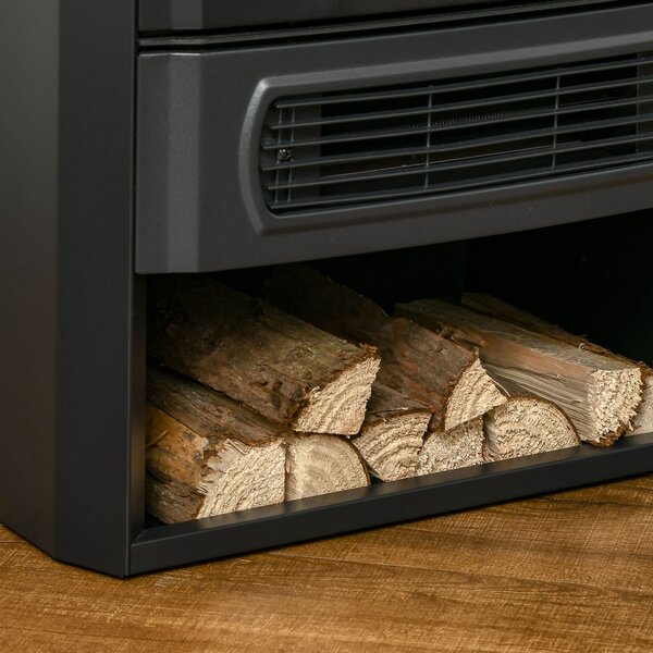 HOMCOM Caminetto elettrico, fiamme realistiche, 2 livelli di riscaldamento, protezione contro il surriscaldamento, acciaio, nero, 44,5 x 32 x 74 cm | Aosom Italy