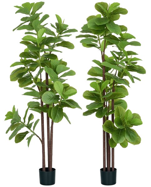 HOMCOM Set con 2 piante artificiali Ficus Lyrata altezza 180cm con vaso | Aosom Italy