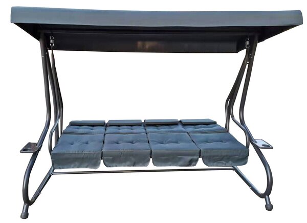 Dondolo 4 Posti da Giardino 230x120x170 cm Schienale Reclinabile per Funzione Letto Grigio