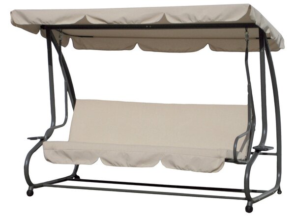 Dondolo Sofà Letto da Giardino 3 Posti in Acciaio Bauer Beige