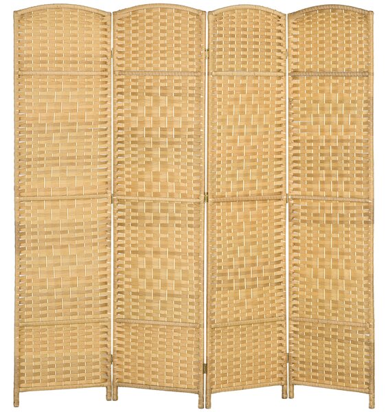 HOMCOM Paravento interno in legno 4 pannelli separé pieghevole per soggiorno camera da letto 180 x 180 cm legno naturale | Aosom Italy