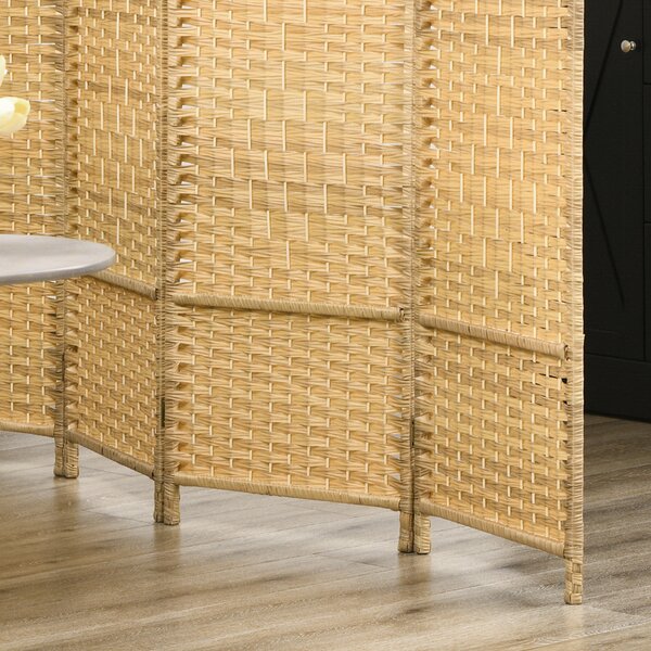 HOMCOM Paravento interno in legno 4 pannelli separé pieghevole per soggiorno camera da letto 180 x 180 cm legno naturale | Aosom Italy