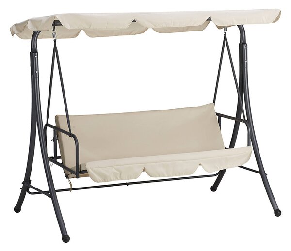 Dondolo Sofa 3 Posti con Schienale Reclinabile per Funzione Letto Beige Bali