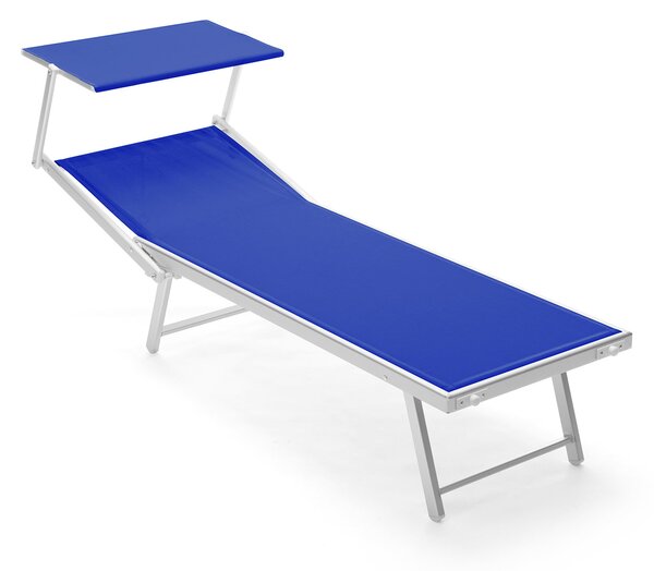 Lettino da Giardino Rimini T 181x61x38 cm Schienale Regolabile 2 Posizioni in Textilene Blu