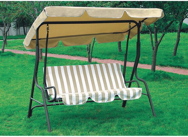 Dondolo Sofa 3 Posti in Acciaio Verniciato Telo Bianco/Beige