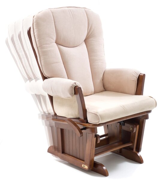 Poltrona a Dondolo in Legno Massello con Cuscino Dorothy Beige