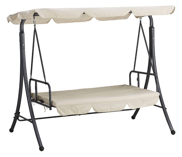 Dondolo Sofa 3 Posti con Schienale Reclinabile per Funzione Letto Beige Bali