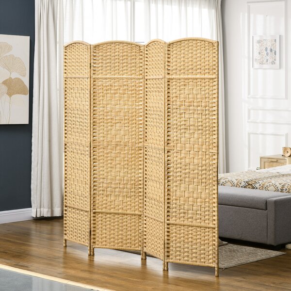 HOMCOM Paravento interno in legno 4 pannelli separé pieghevole per soggiorno camera da letto 180 x 180 cm legno naturale | Aosom Italy