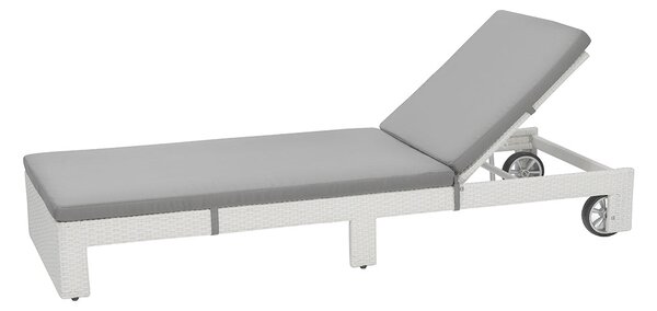 Lettino Prendisole da Giardino in Polyrattan 191x71x75cm Adila Bianco