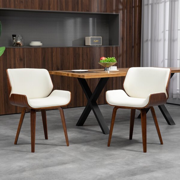 HOMCOM Set di 2 sedie vintage da pranzo, seduta in similpelle 51,5 x 53 x 79,5 cm bianco marrone | Aosom Italy