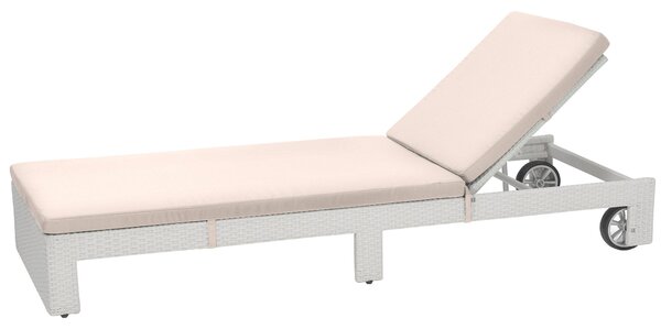 Lettino da Giardino in Polyrattan con Cuscino Adila Bianco