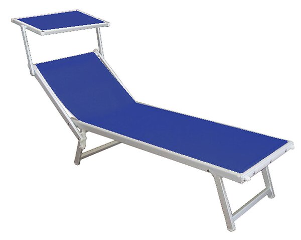 Lettino Prendisole da Giardino in Alluminio con Tettuccio Vorghini Mare Blu