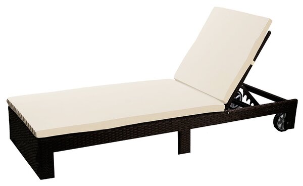 Lettino Prendisole da Giardino in Polyrattan 191x71x75cm Adila Noce