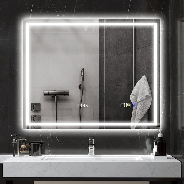 HOMCOM Specchio da bagno LED Bluetooth 80 x 100 cm interruttore touch illuminazione regolabile 3 colori anti-appannamento memoria Argento | Aosom Italy