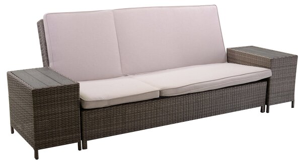 Lettino 2 Posti da Giardino in Polyrattan Atlanta Grigio