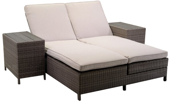 Lettino 2 Posti da Giardino in Polyrattan Atlanta Grigio