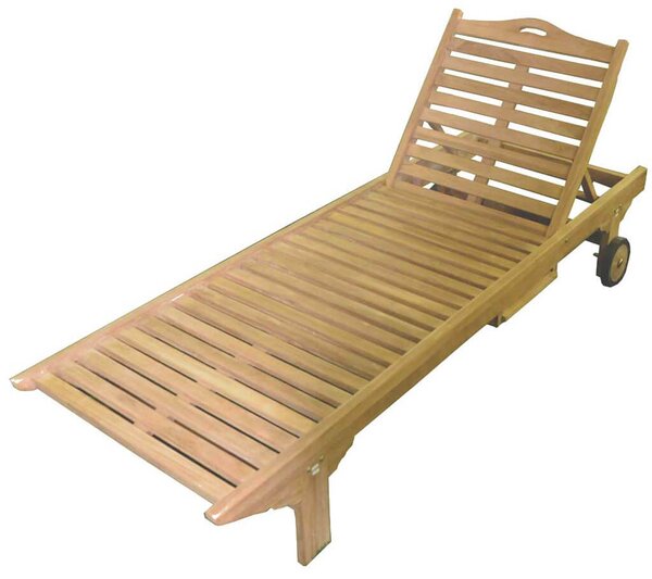 Lettino Prendisole da Giardino Tavolino Estraibile in Legno Teak Vorghini Carloforte