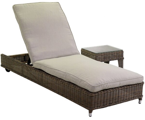 Lettino da Giardino in Polyrattan con Cuscini Baltimora Grigio