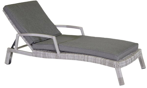 Lettino da Giardino in Polyrattan con Cuscino Salem Grigio