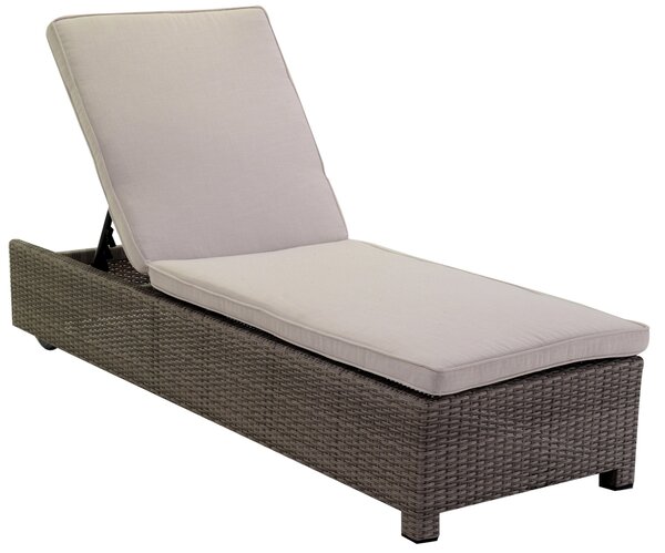Lettino da Giardino in Polyrattan con Cuscini Atlanta Grigio