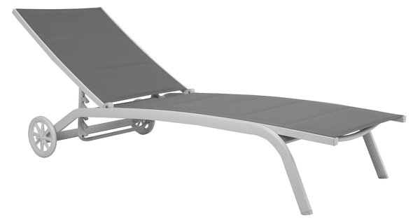 Lettino Prendisole da Giardino con Ruote in Alluminio Vorghini Sandy Grigio
