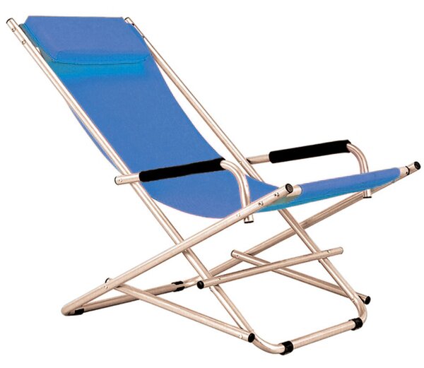 Sedia Sdraio Pieghevole in Acciaio Tessuto Texilene Blu